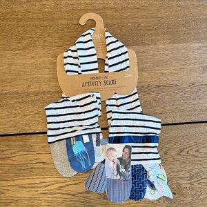 Demdaco Navy and White Striped Activity Scarf for Kids